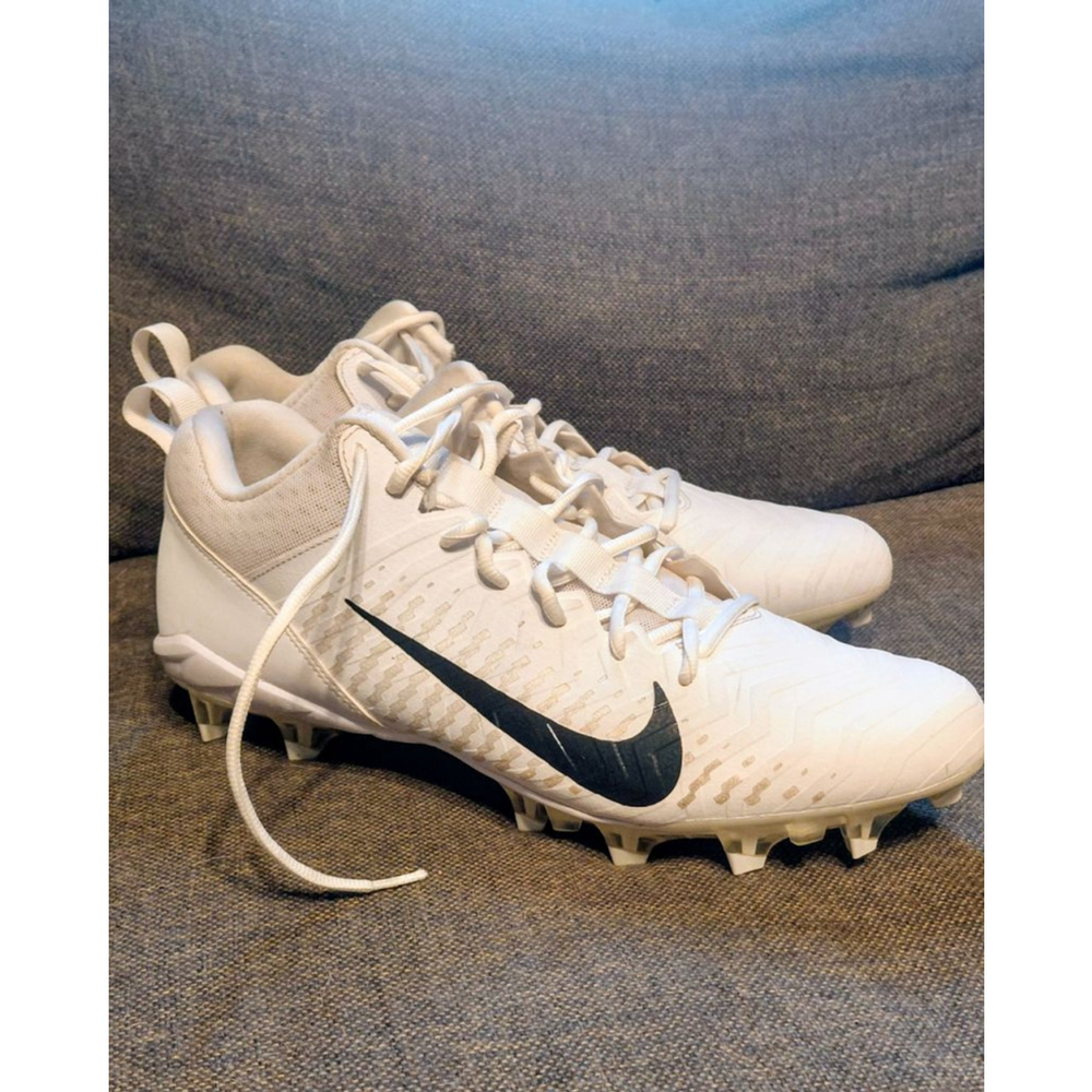 Men's Nike White & Black Athletic Cleats Size 14